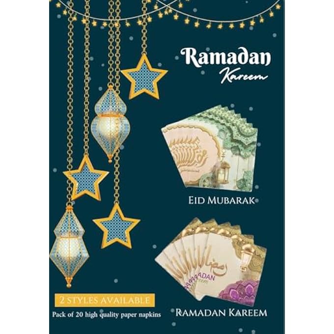 1 PACK OF RAMADAN KAREEM/EID MUBARAK PAPER NAPKINS 20PCS, GOLDEN PURPLE GREEN FESTIVE HOLY MONTH TABLEWARE DISPOSABLE TISSUES FOR IFTAR PARTY EID AL FITR TABLE DECORATION (RAMADAN KAREEM) - Image 5